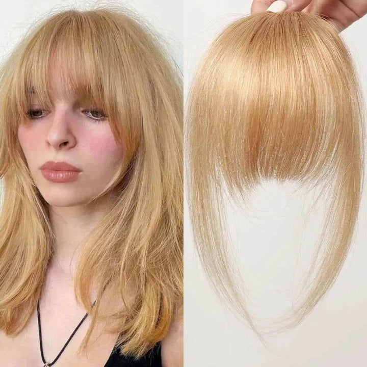 100% Human Hair Bangs Clips in Air Fringe Bangs Hairpiece for Women Platinum Blonde Remy Human Hair Bangs Hair Extension 4.5inch - GiFTiFY