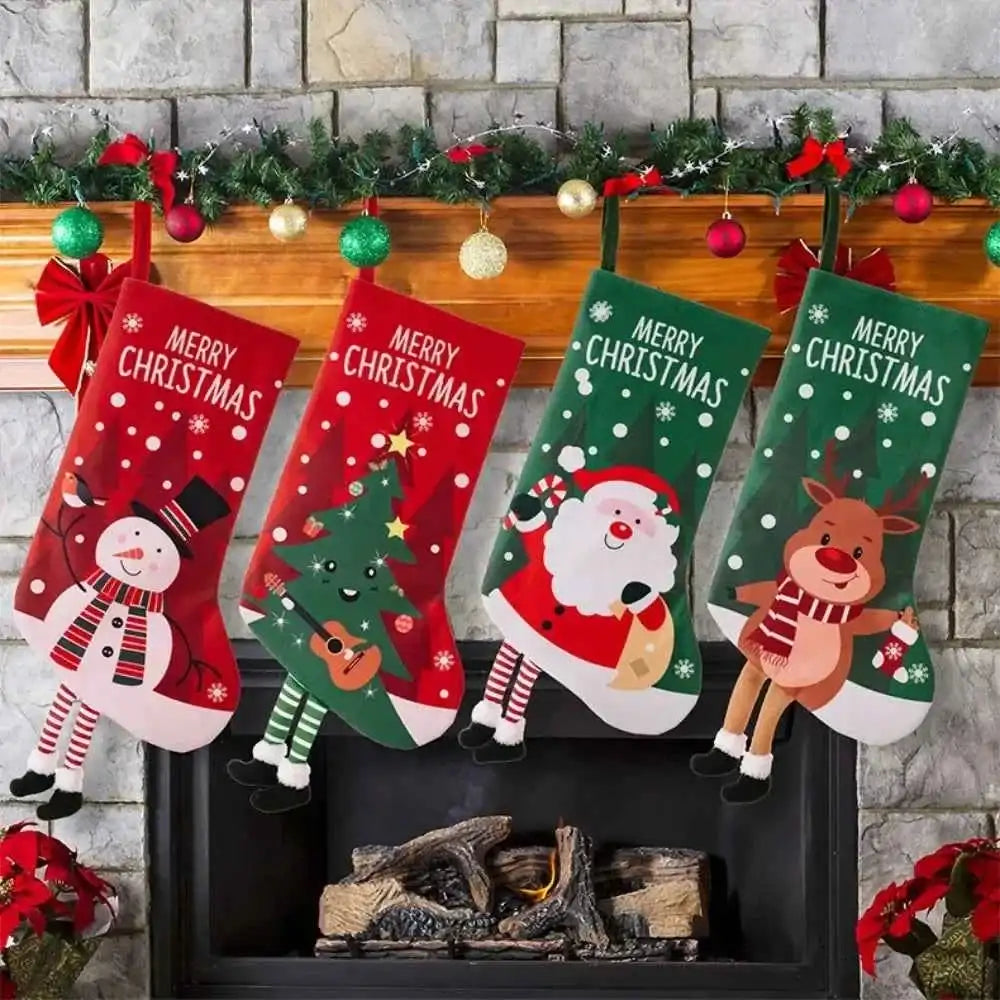 Christmas Stocking Large Stockings Santa Snowman Candy Gift Socks Tree Ornament Decorations for Family Holiday Xmas Party Decor by DSERS