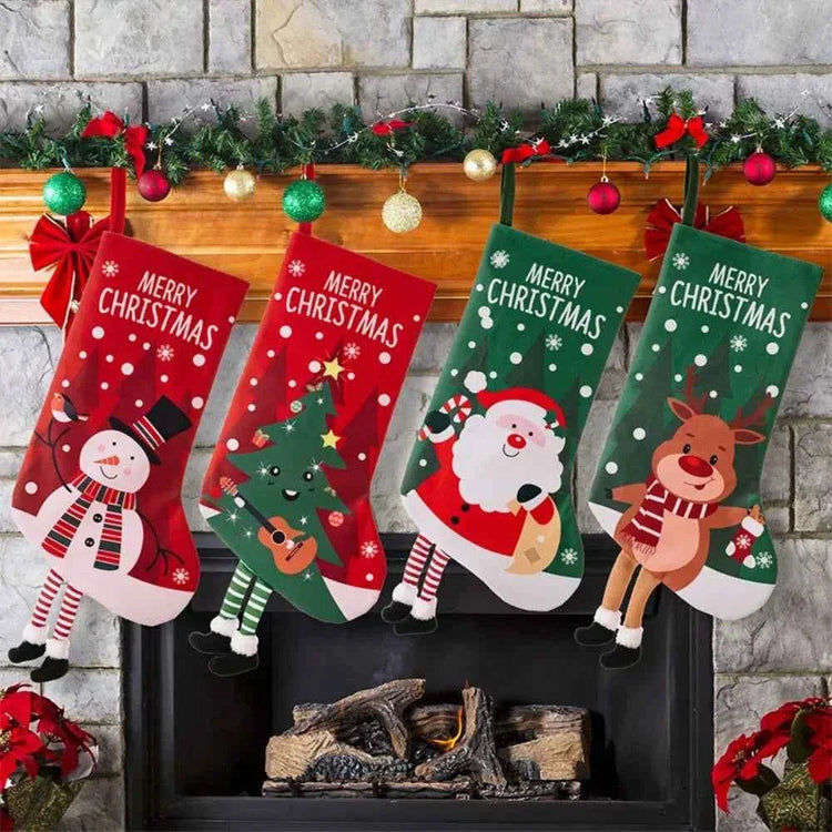 Christmas Stocking Large Stockings Santa Snowman Candy Gift Socks Tree Ornament Decorations for Family Holiday Xmas Party Decor