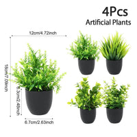 1/4pcs Artificial Plants Potted Green Bonsai Small Tree Grass Plant Pot Ornament Fake Flower