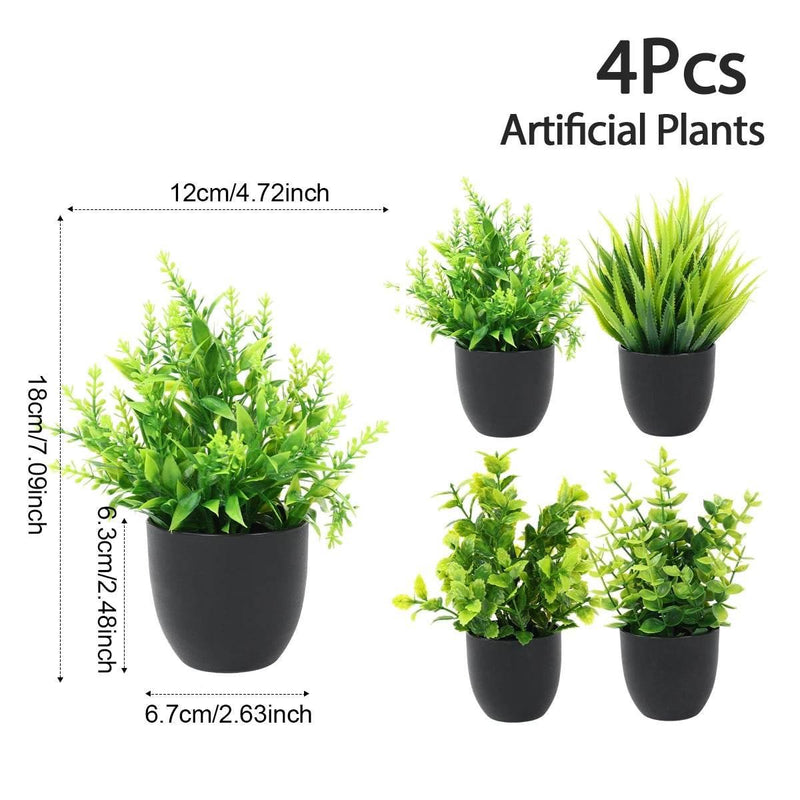 1/4pcs Artificial Plants Potted Green Bonsai Small Tree Grass Plant Pot Ornament Fake Flower for Home Garden Decor Wedding Party by DSERS