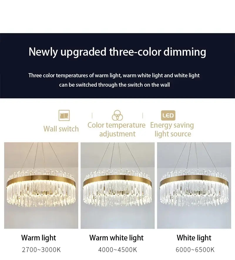 Gold Dia 80cm Crystal Ceiling Pendant Luxury Modest Crystal Chandelier Round Crystal Chandelier