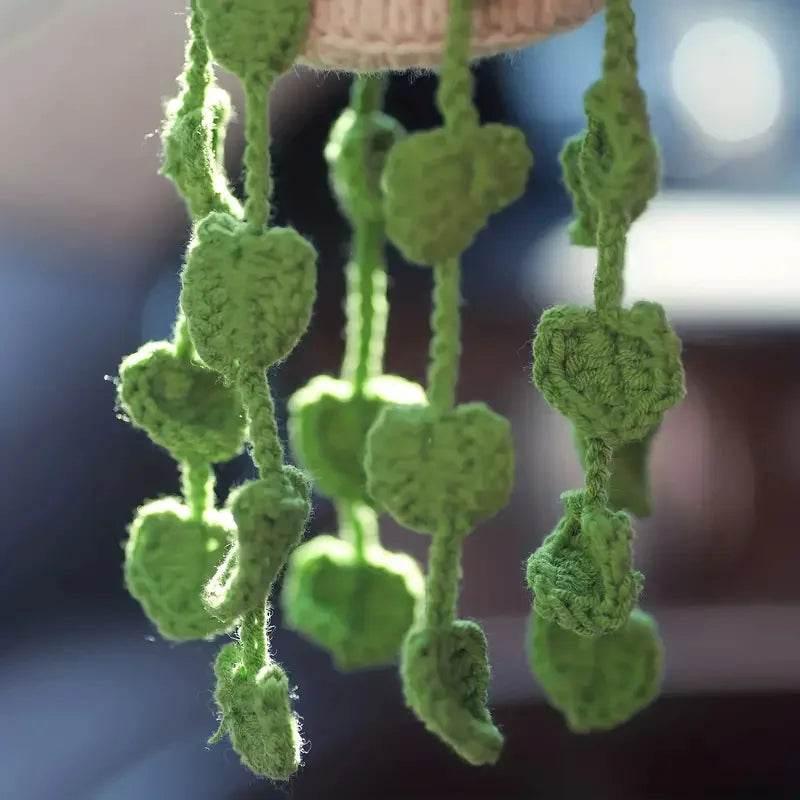 Handmade Crochet Car Styling Plants Succulent Car Plant Ornamentos Decoration Interior Accersories Cute Gift for Women by DSERS