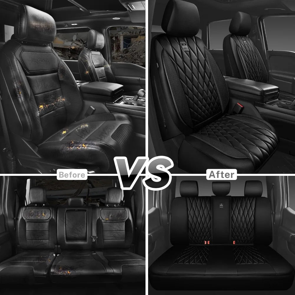 CAR PASS 5 Seats Luxury Faux Leather Seat Covers Full Set, Anti-Slip Waterproof, Universal Fit for SUVs, Vans, Trucks, Airbag Compatible by GiFiFY