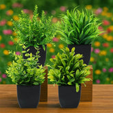1/4pcs Artificial Plants Potted Green Bonsai Small Tree Grass Plant Pot Ornament Fake Flower for Home Garden Decor Wedding Party - GiFTiFY