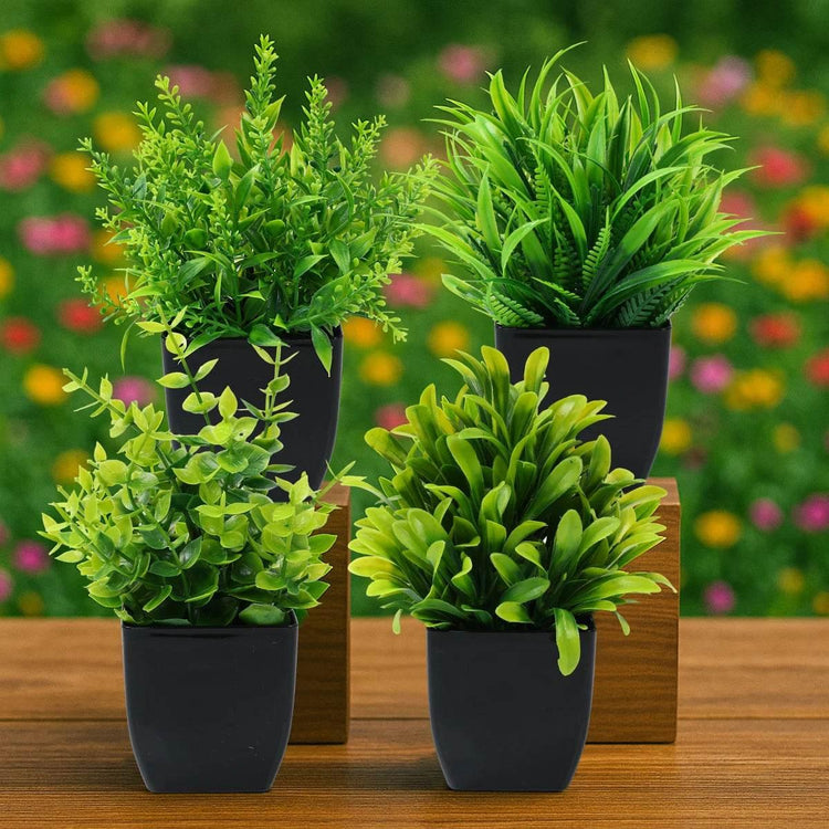 1/4pcs Artificial Plants Potted Green Bonsai Small Tree Grass Plant Pot Ornament Fake Flower for Home Garden Decor Wedding Party - GiFTiFY