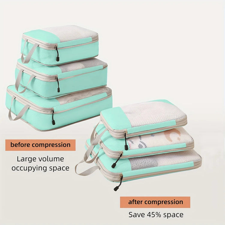 3-piece travel compression packing cube, travel bag luggage organizer travel essentials carry-on luggage compression cube GiFiFY