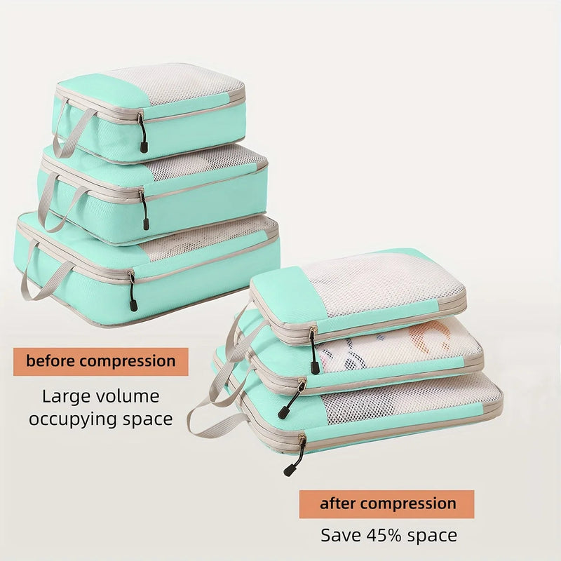 3-piece travel compression packing cube, travel bag luggage organizer travel essentials carry-on luggage compression cube GiFiFY