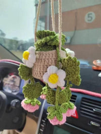 Handmade Crochet Car Styling Plants Succulent Car Plant Ornamentos Decoration Interior
