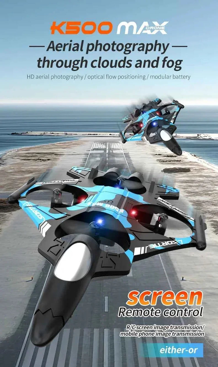 K500MAX Drone Fighter Jet 4k HD Professional Drone Camera WIFI Fpv Aircraft Quadcopte Aerial Photography Drone Birthday Toys