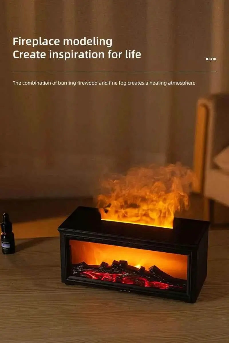 7 colors of essential oil fireplace diffuser mini flame aromatherapy fireplace humidifier aromatherapy oil diffuser Fireplace Box by DS