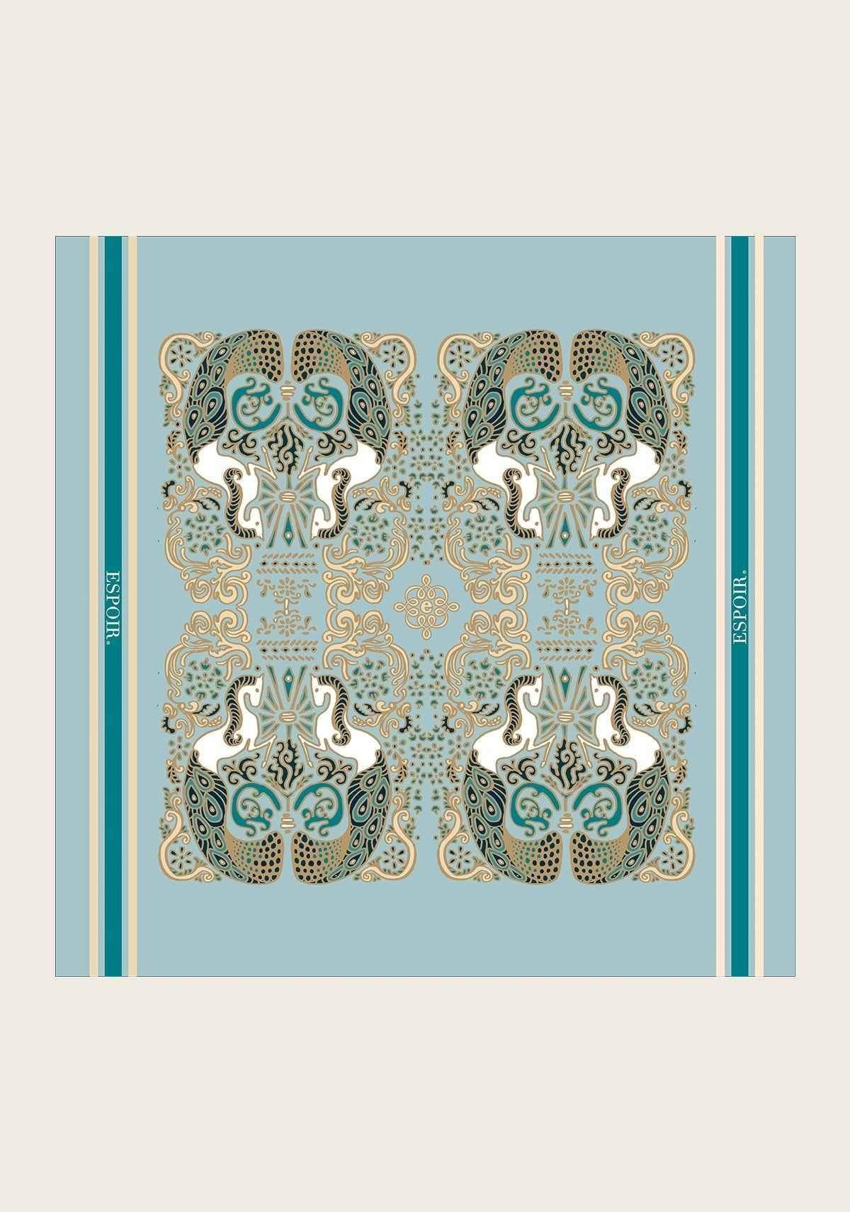 Mermaid Horses on Skye Blue Square Scarf - GiFTiFY