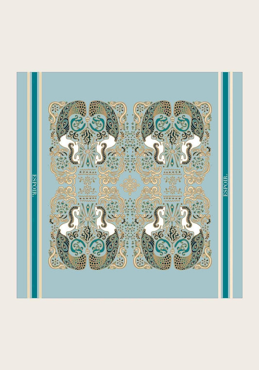 Mermaid Horses on Skye Blue Square Scarf