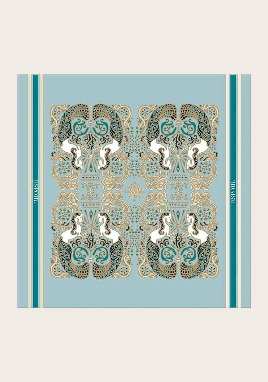 Mermaid Horses on Skye Blue Square Scarf - GiFTiFY