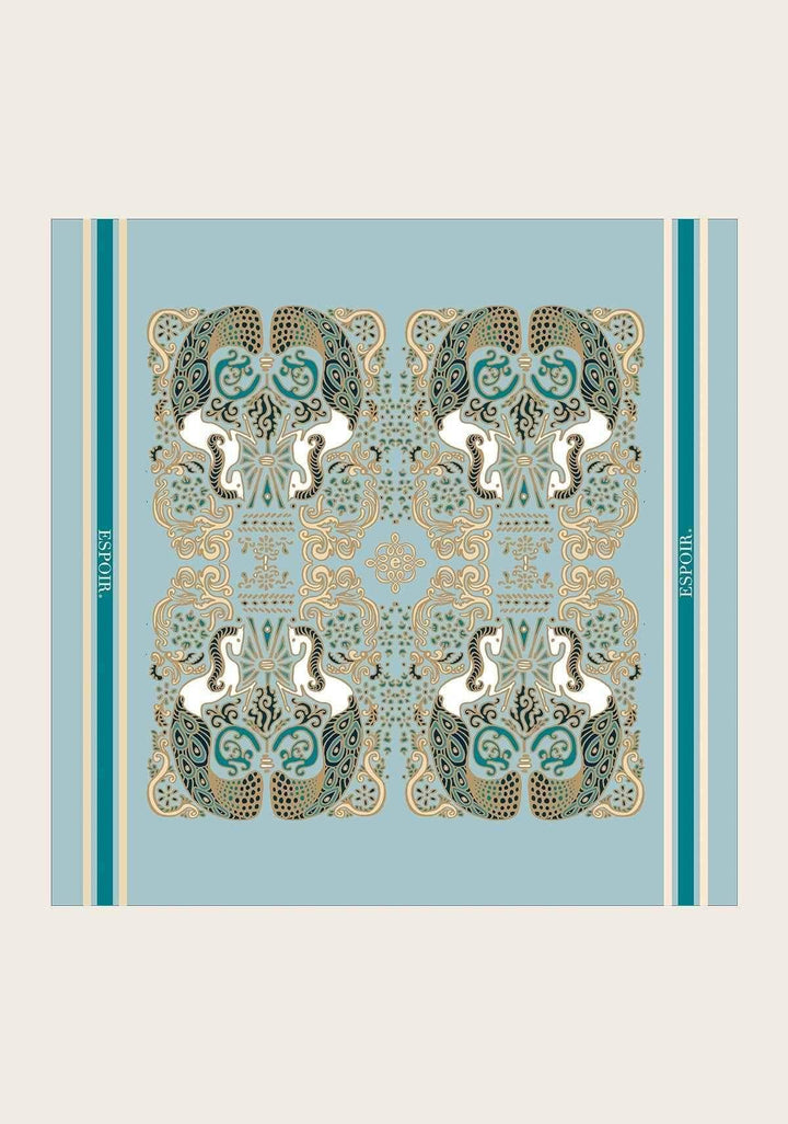 Mermaid Horses on Skye Blue Square Scarf - GiFTiFY