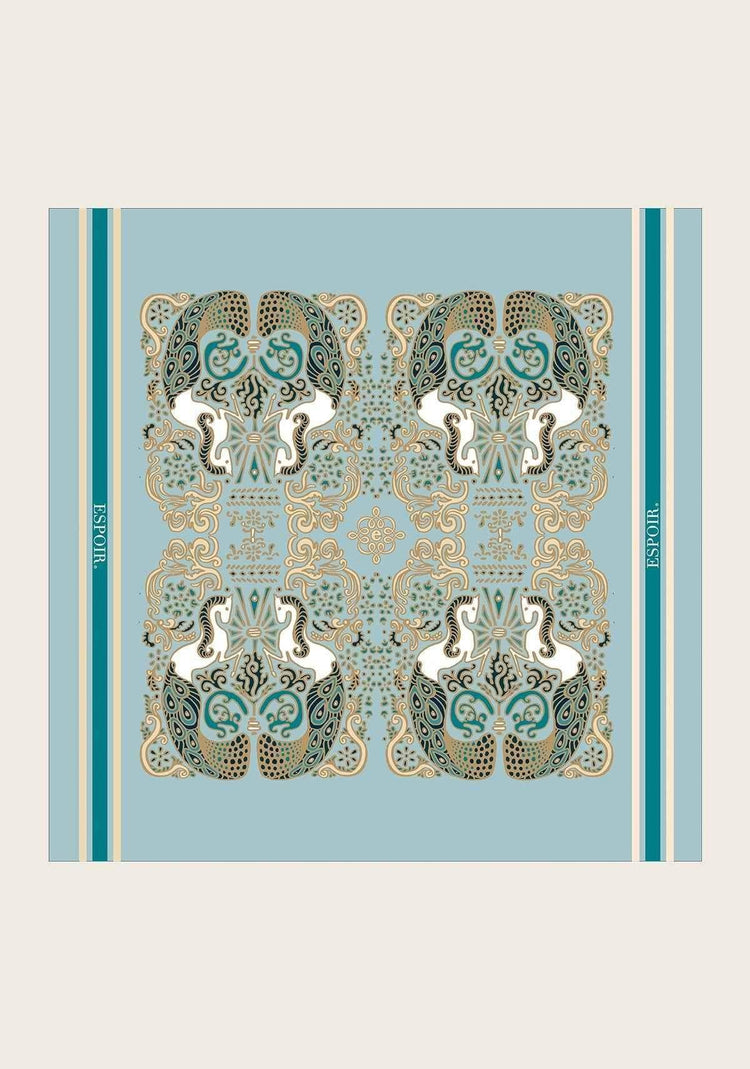 Mermaid Horses on Skye Blue Square Scarf - GiFTiFY