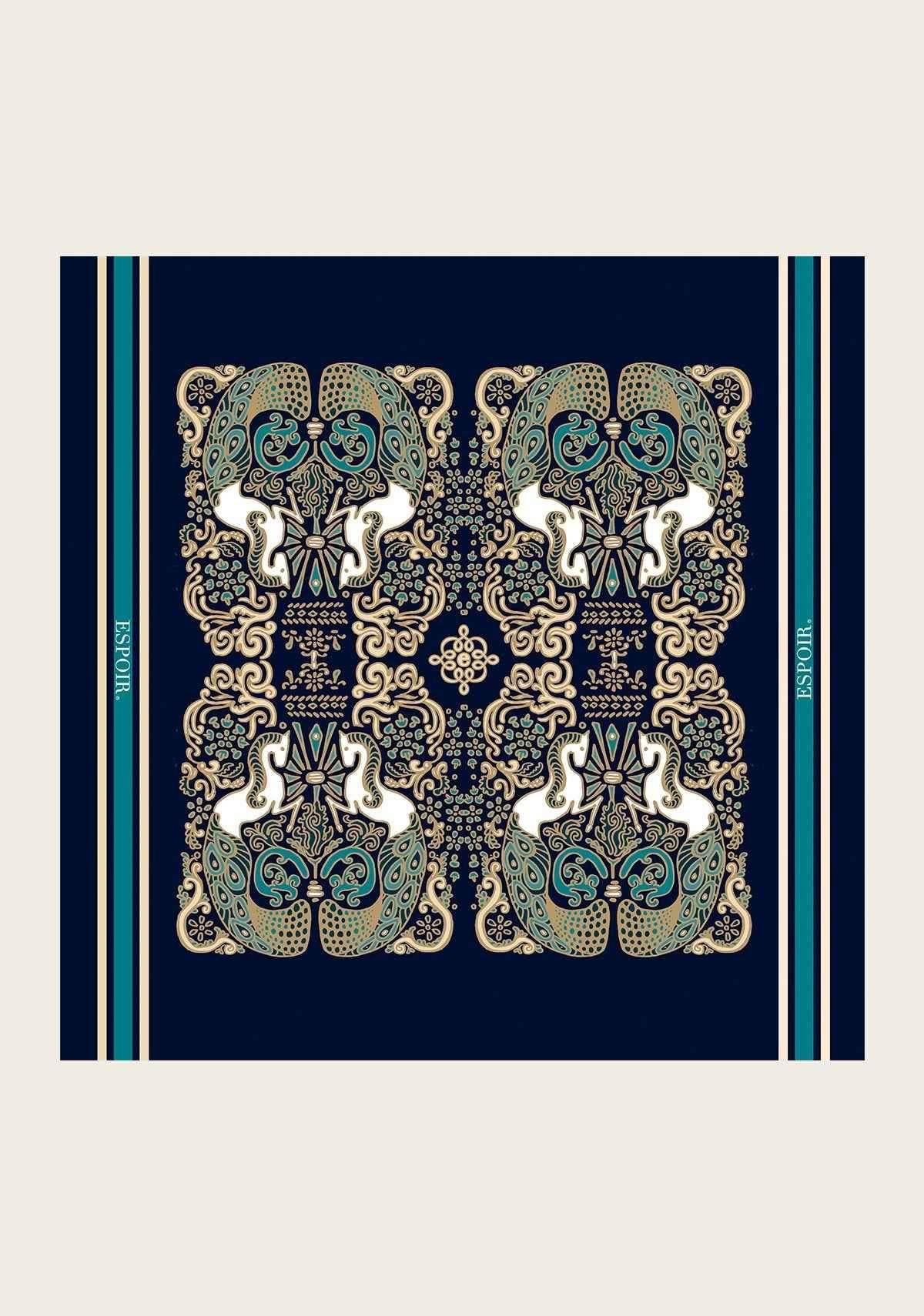 Mermaid Horses on Navy Square Scarf - GiFTiFY