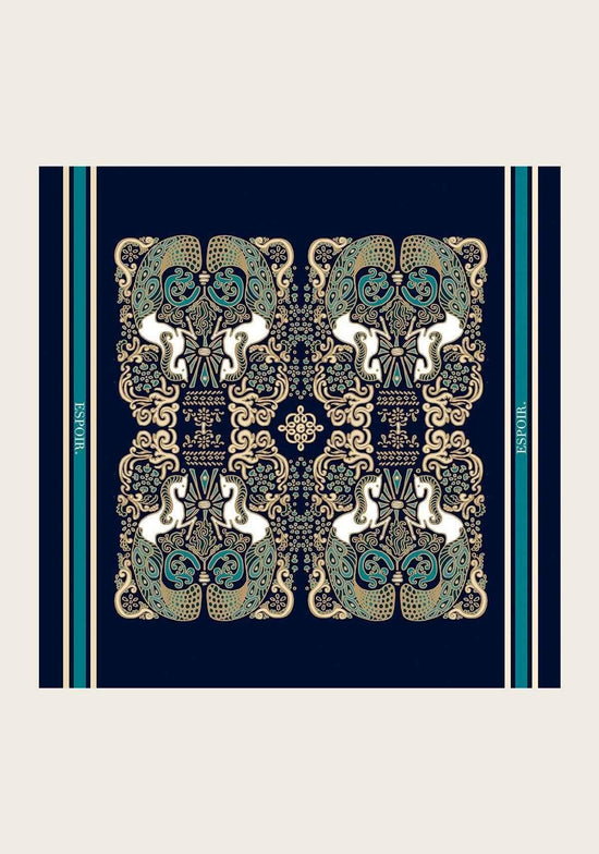 Mermaid Horses on Navy Square Scarf - GiFTiFY