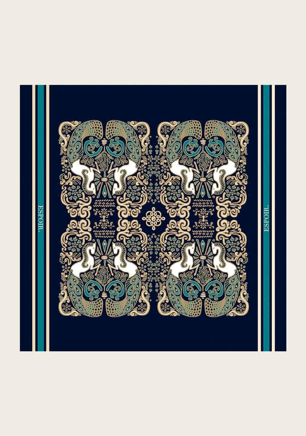 Mermaid Horses on Navy Square Scarf - GiFTiFY