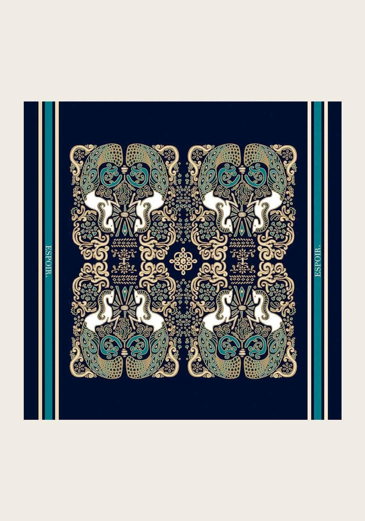 Mermaid Horses on Navy Square Scarf - GiFTiFY