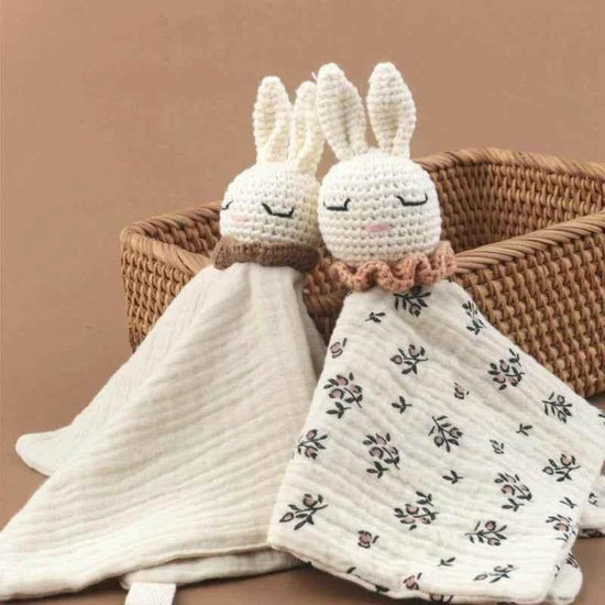Infant Baby Appease Comforting Towel Crochet Rabbit Burp Cloth Sleep Soothing Doll Toy Pacify Soother Bib for Toddlers A2UB - GiFTiFY