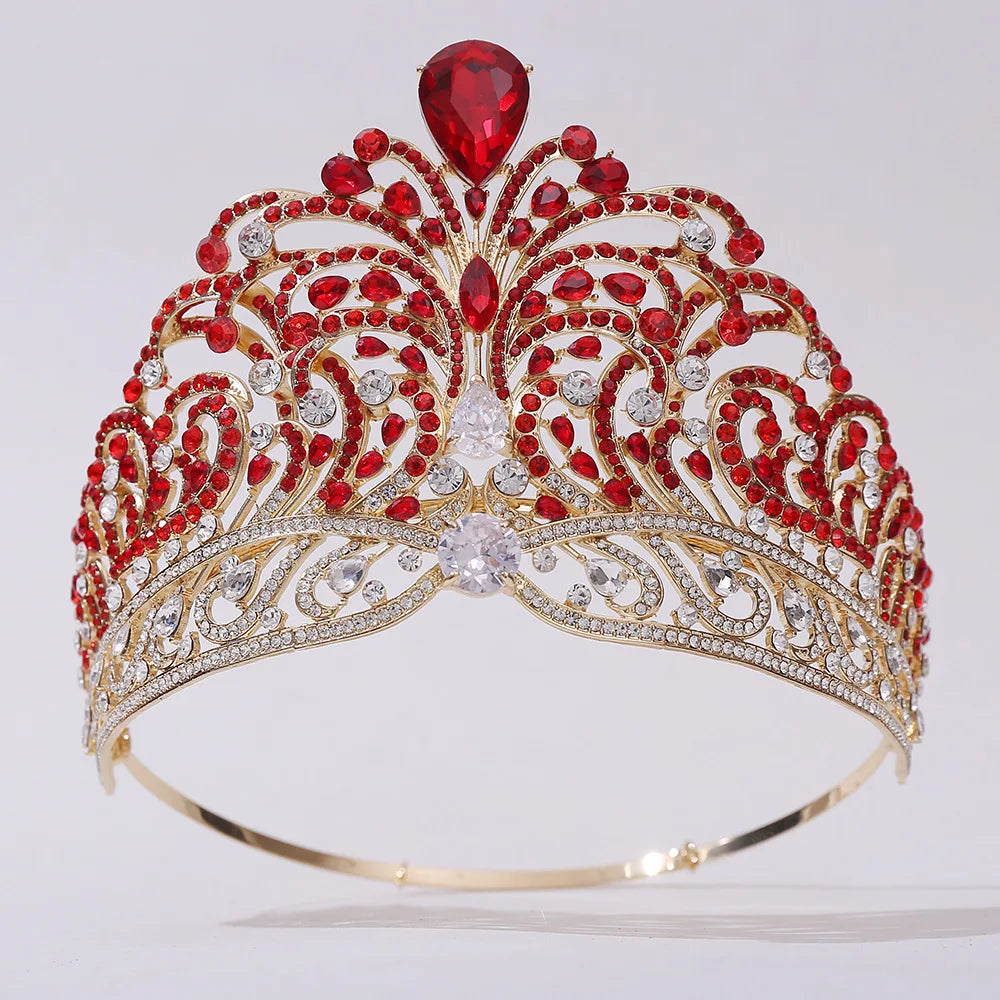 European Miss Universe Big Forest Crystal Wedding Crowns Cubic Zircon Crown Queen Rhinestone Tiara Party Stage Show Hair Jewelry GiFTiFY
