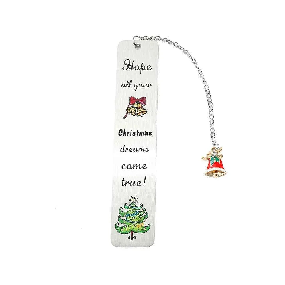A stainless steel pendant bookmark about Christmas, the warmest Christmas reading gift for loved ones on Christmas Eve.