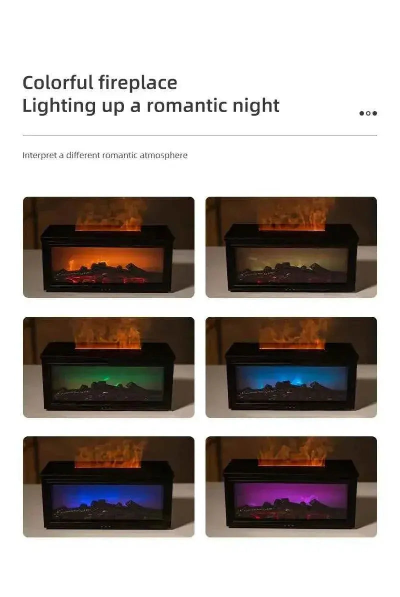 7 colors of essential oil fireplace diffuser mini flame aromatherapy fireplace humidifier aromatherapy oil diffuser Fireplace Box by DS
