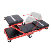3-in-1 Rolling Mechanic Creeper Z Seat, Foldable Garage Chair Lay Down Sit Lean Back, Under Car Shop Auto Repair, Red Black - GiFTiFY