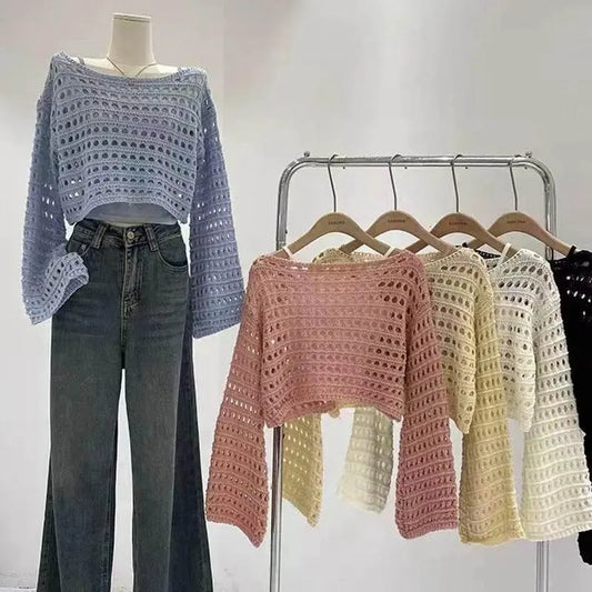 Boho Crochet Knit Crop Top for Summer Beach - GiFTiFY