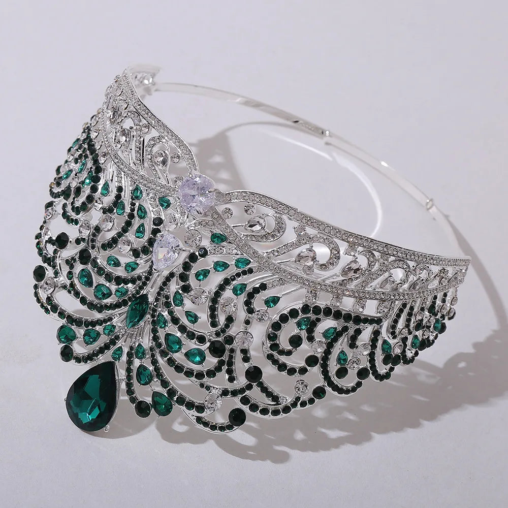 European Miss Universe Big Forest Crystal Wedding Crowns Cubic Zircon Crown Queen Rhinestone Tiara Party Stage Show Hair Jewelry GiFTiFY