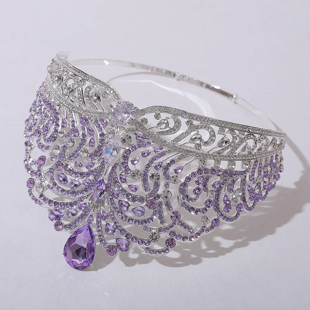 European Miss Universe Big Forest Crystal Wedding Crowns Cubic Zircon Crown Queen Rhinestone Tiara Party Stage Show Hair Jewelry GiFTiFY