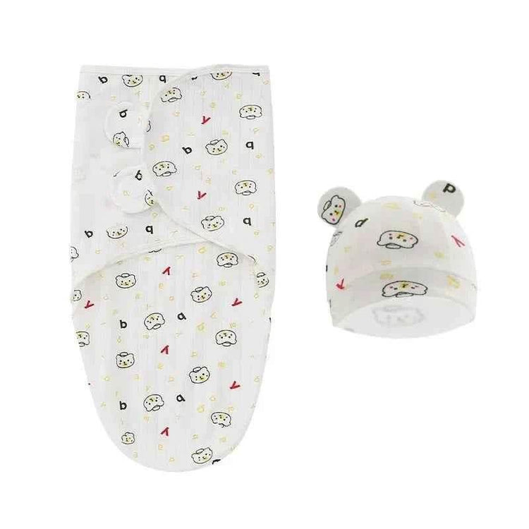 100% Organic Cotton Baby Swaddle Blanket Wrap Hat Set for Infant Adjustable Newborn Swaddle Baby Swaddle for 0-3 Month - GiFTiFY