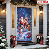 1pcs 2D door signs, holiday Christmas door signs Santa Claus with reindeer, snowman, and gingerbread decorations