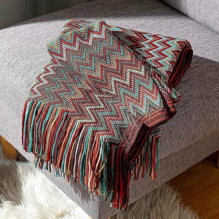 Bohemian Couch Blanket Large Knitted Tassel Throw for Bed Chair Sofa Couch Cover All-Season Blankets Home Decor Soft Comfortable - GiFTiFY
