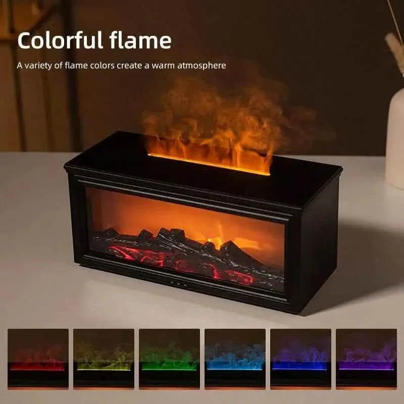 7 colors of essential oil fireplace diffuser mini flame aromatherapy fireplace humidifier aromatherapy oil diffuser Fireplace Box by DS