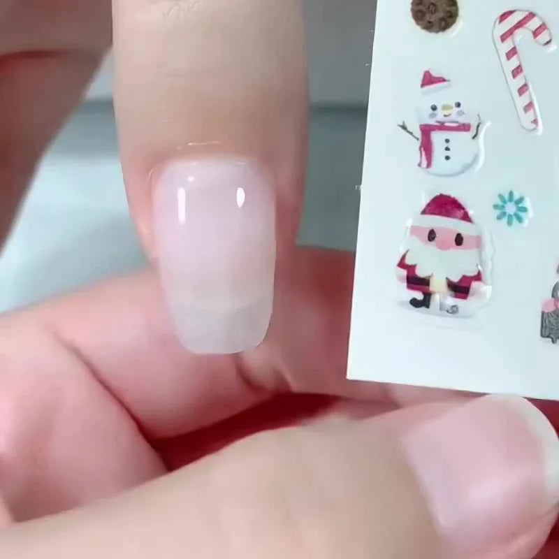 Christmas Nail Art Stickers Decals, Santa, Reindeer, Snowman, Tree Designs, Self-Adhesive Cartoon Nail Supplies, Matte Finish