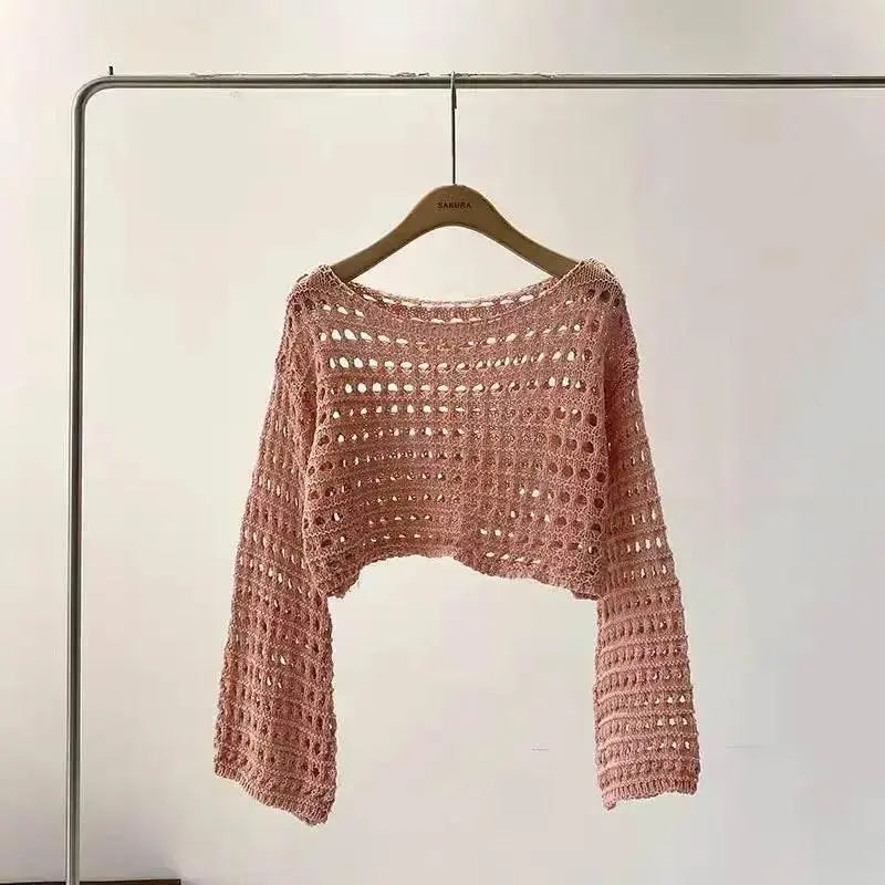 Boho Crochet Knit Crop Top for Summer Beach - GiFTiFY