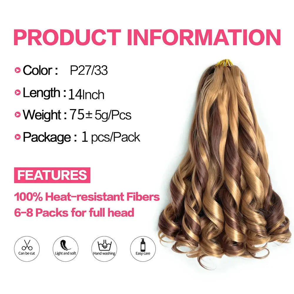 French Curly Braiding Hair 14Inch Synthetic Curly Braiding Hair Pre Stretched Loose Wavy Curl Braiding Hair Extensions