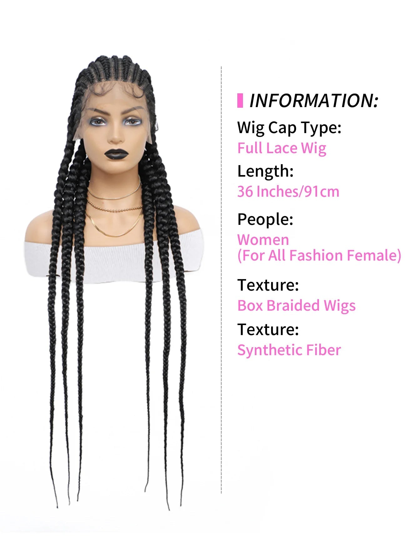 Cornrow Braids Wig Synthetic Full Lace Front Braided Wigs For Black Women 36 Inches Long Locs Goddess Braids Wig With Baby Hair GiFTiFY