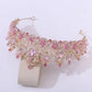 Baroque Pink Crystal Beads Bridal Crowns Handmade Tiaras Bride Headbands Rhinestone Diadem Queen Crown Wedding Hair Accessories DSERS