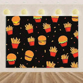 Quick Food Theme Birthday Party Decoration Hamburger French Fries Pizza Background Banner Photography Backdrop Supplies Kid Gift - GiFTiFY