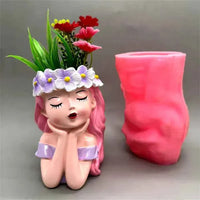 New product! Silicone mold creative fairy flower pot used to make gypsum resin cement home
