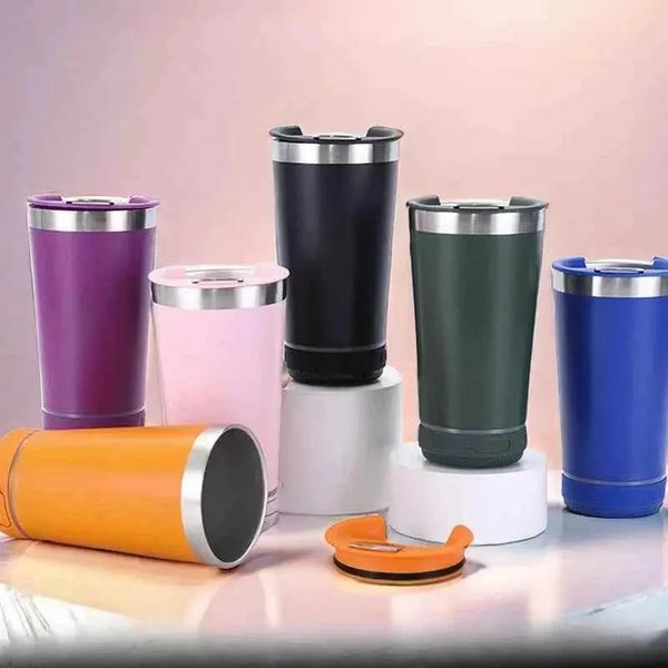 16oz smart bluetooth speaker car portable car cup creative bottle opener stainless steel thermos cup - GiFTiFY