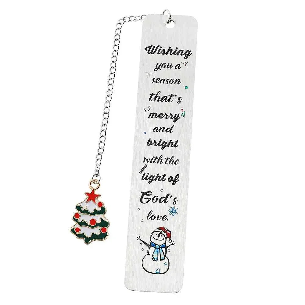 A stainless steel pendant bookmark about Christmas, the warmest Christmas reading gift for loved ones on Christmas Eve.