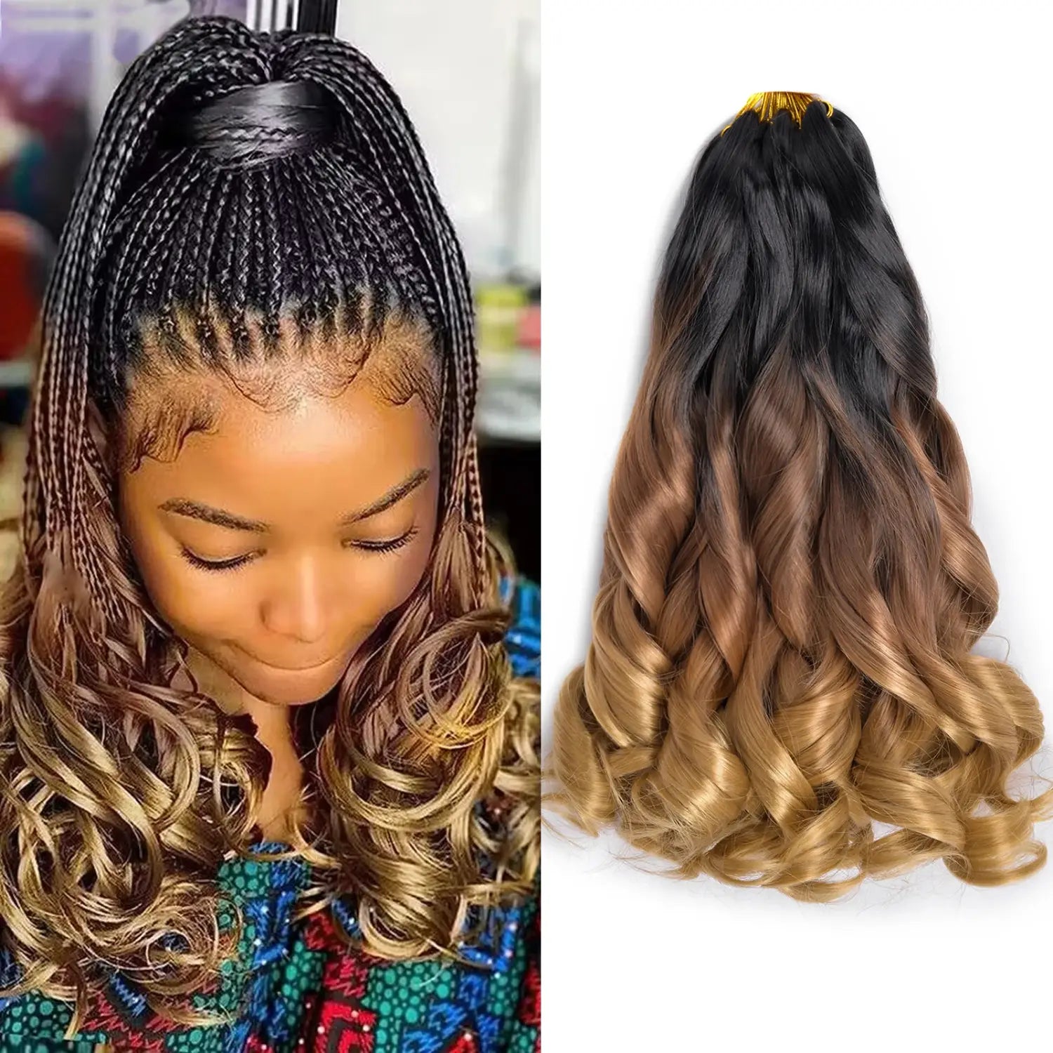French Curly Braiding Hair 14Inch Synthetic Curly Braiding Hair Pre Stretched Loose Wavy Curl Braiding Hair Extensions
