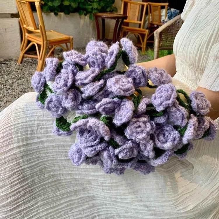 Creative Crochet Rose Bouquet Blanket Fashion Finished Rose Nap Blanket Soft Flower Hugging Blanket Valentine&