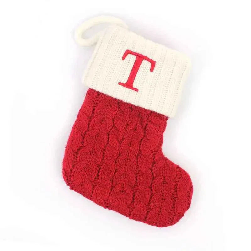 navidad Christmas Boots Letters Christmas Stocking New Knitting Christmas Tree Pendant Decorations SnowflakeChristmas Socks