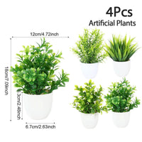 1/4pcs Artificial Plants Potted Green Bonsai Small Tree Grass Plant Pot Ornament Fake Flower