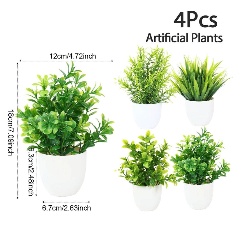 1/4pcs Artificial Plants Potted Green Bonsai Small Tree Grass Plant Pot Ornament Fake Flower for Home Garden Decor Wedding Party by DSERS